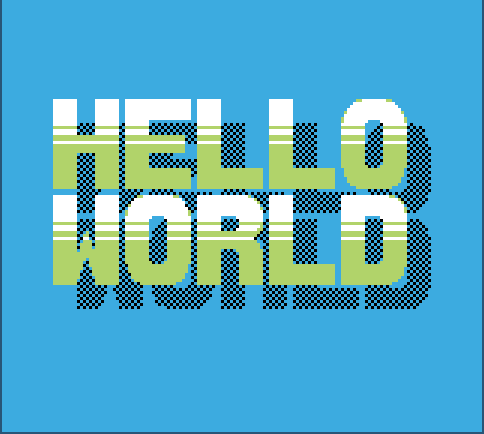 Screenshot of our Hello World, automatically colorized by the Game Boy Color