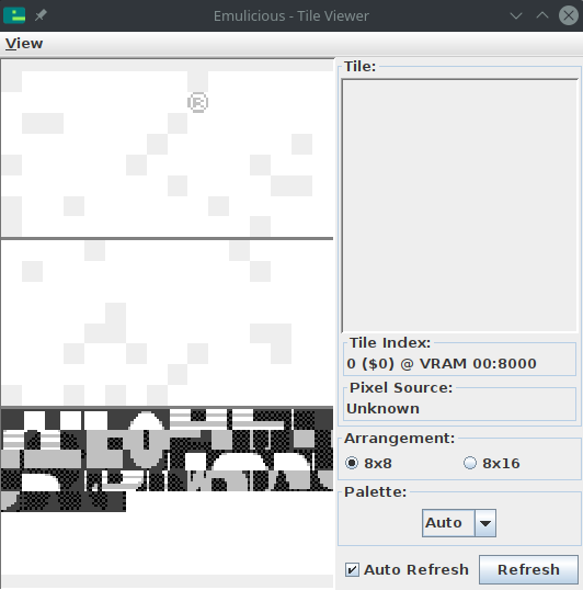 Screenshot of the VRAM viewer’s “Tiles” tab
